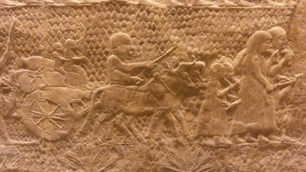 Judaean refugees being escorted into exile after the Assyrians conquered Lachish (British Museum)