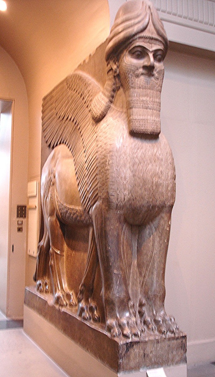 Assyrian winged human-headed lion from Nimrud NW Palace (British Museum) 