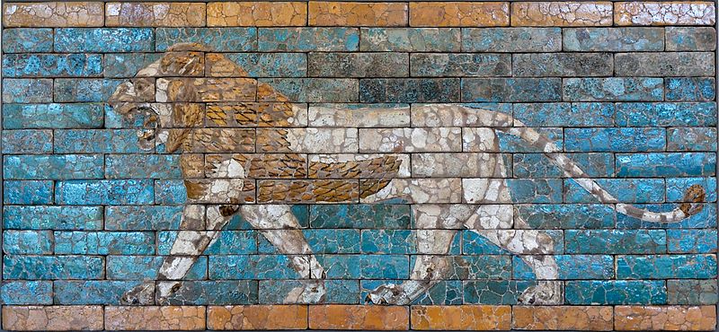 Pacing lion from the Ishtar Gate, Babylon (Jastrow)
