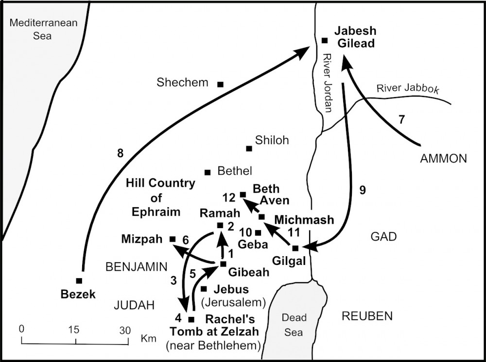 Map of Saul's Journey to Kingship